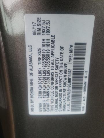 5FNRL6H90JB014942 - 2018 HONDA ODYSSEY ELITE Gris foto 14