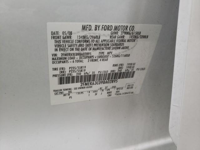 2FMEK63C09BA02895 - 2009 FORD FLEX LIMITED WHITE photo 12