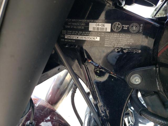 1HD1FCW1X6Y695696 - 2006 HARLEY-DAVIDSON FLHTCUI ბურგუნდია ფოტო 10