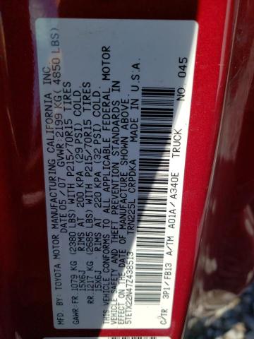5TETX22N47Z438513 - 2007 TOYOTA TACOMA ACCESS CAB Rot Foto 12