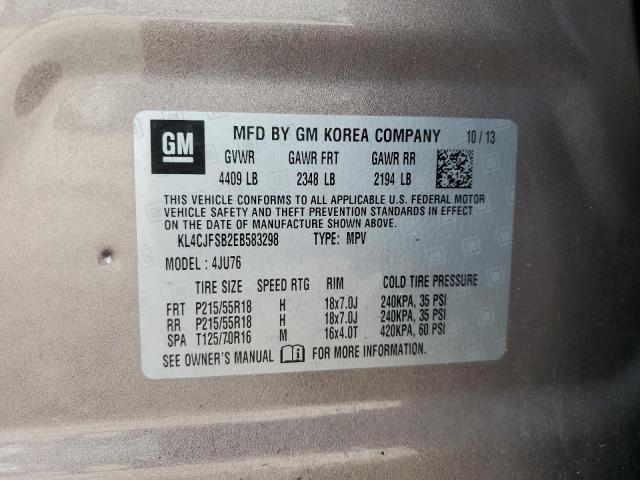 KL4CJFSB2EB583298 - 2014 BUICK ENCORE CONVENIENCE 棕色 照片 12