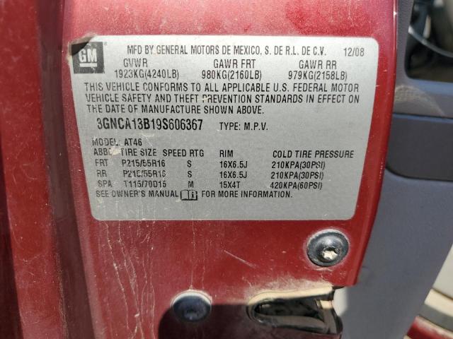 3GNCA13B19S606367 - 2009 CHEVROLET HHR LS 勃艮第红 照片 12