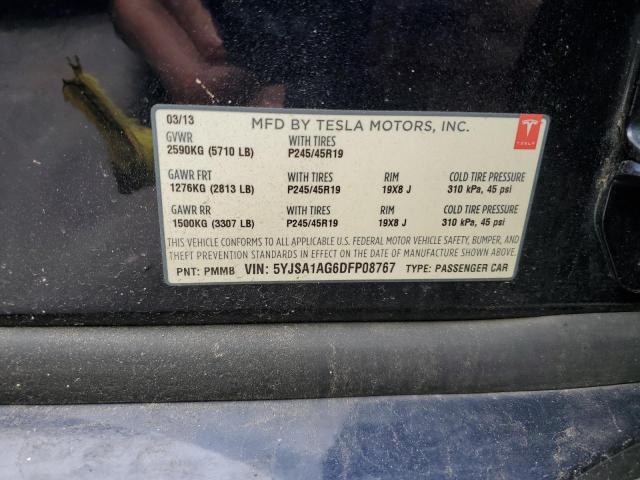 5YJSA1AG6DFP08767 - 2013 TESLA MODEL S Mavi foto 12