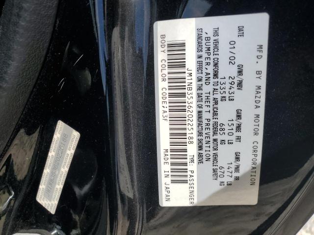 JM1NB353620225188 - 2002 MAZDA MX-5 MIATA BASE BLACK photo 12