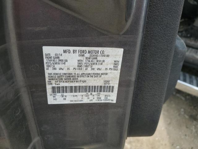 1FTFX1EF5EFB17120 - 2014 FORD F150 SUPER CAB GRAY photo 12