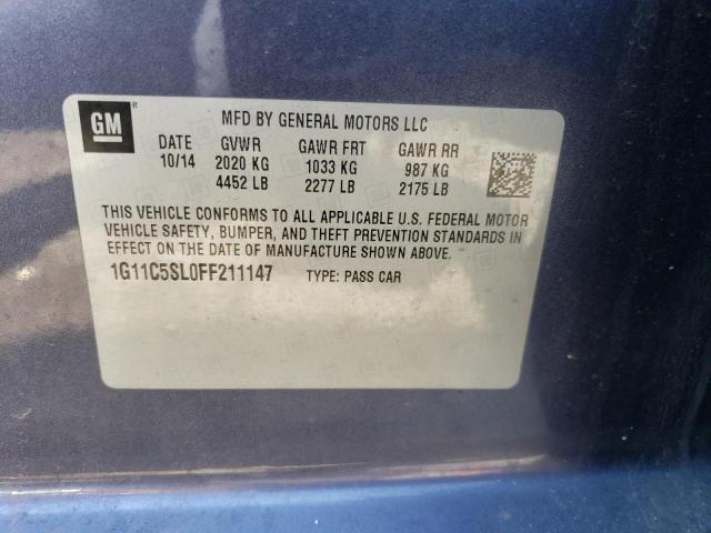 1G11C5SL0FF211147 - 2015 CHEVROLET MALIBU 1LT 蓝色 照片 12