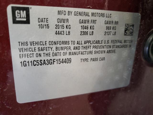 1G11C5SA3GF154409 - 2016 CHEVROLET MALIBU LIM LT 勃艮第红 照片 12