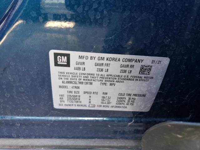 KL4MMCSL7MB139786 - 2021 BUICK ENCORE GX PREFERRED BLUE photo 12