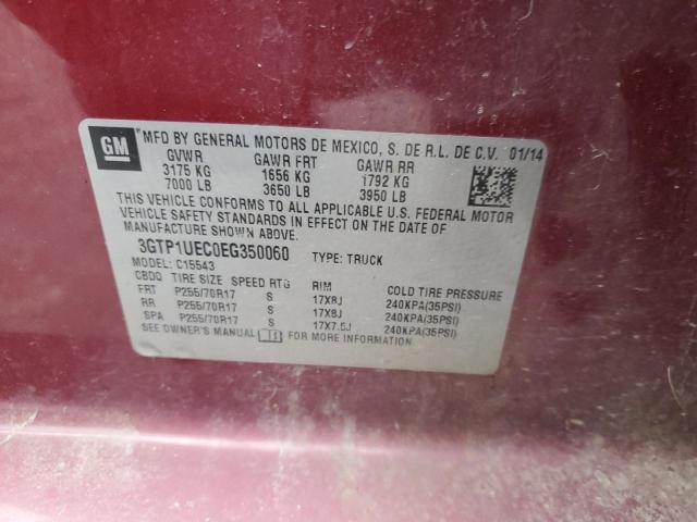 3GTP1UEC0EG350060 - 2014 GMC SIERRA C1500 SLE RED photo 12