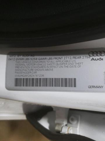 WAUHGAFC6CN161236 - 2012 AUDI A6 PRESTIGE WHITE photo 12