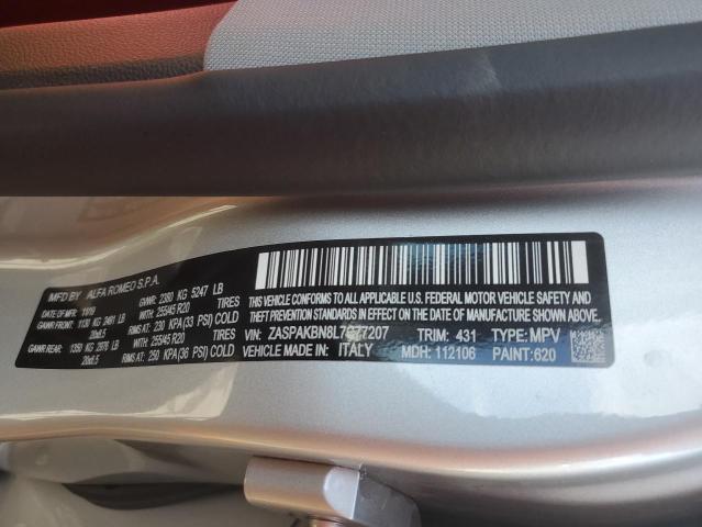 ZASPAKBN8L7C77207 - 2020 ALFA ROMEO STELVIO TI SILVER photo 13