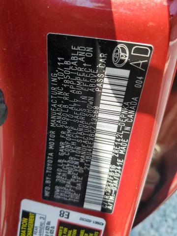2T1BU4EEXBC713568 - 2011 TOYOTA COROLLA BASE RED photo 12