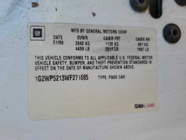 1G2WP5213WF271685 - 1998 PONTIAC GRAND PRIX GTP WHITE photo 12