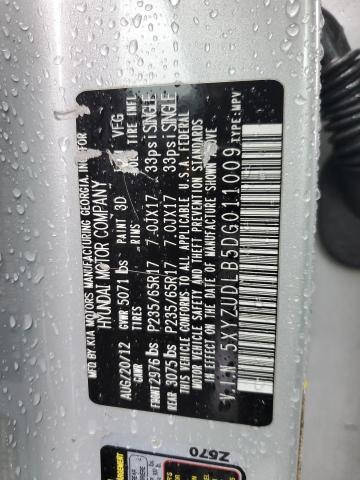 5XYZUDLB5DG011009 - 2013 HYUNDAI SANTA FE S SILVER photo 13