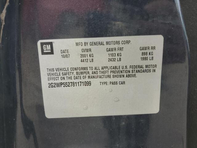 2G2WP552781171099 - 2008 PONTIAC GRAND PRIX 石墨色 照片 12