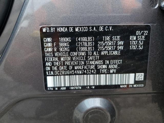 3CZRU6H54NM743242 - 2022 HONDA HR-V EX GRAY photo 13