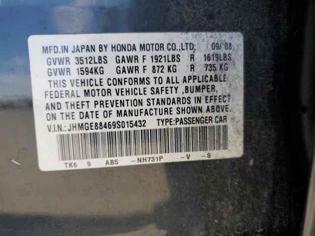 JHMGE88469S015432 - 2009 HONDA FIT SPORT BLACK photo 12