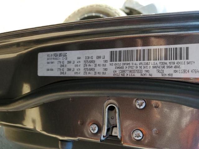 1C6RR7TT0KS575533 - 2019 RAM 1500 CLASS SLT 灰色 照片 12