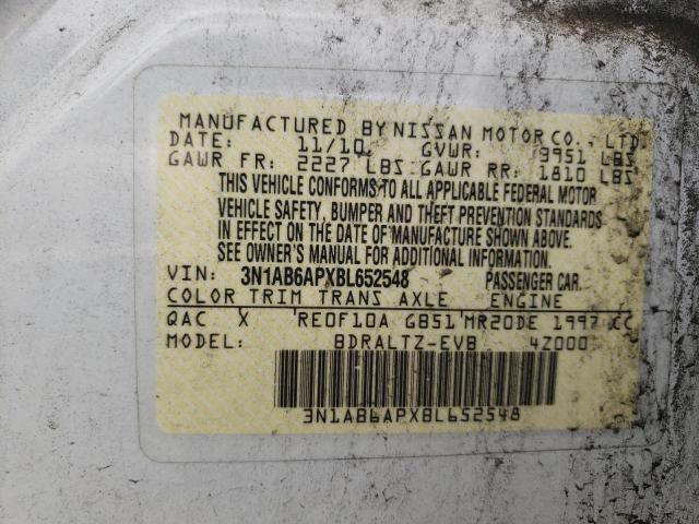 3N1AB6APXBL652548 - 2011 NISSAN SENTRA 2.0 WHITE photo 12