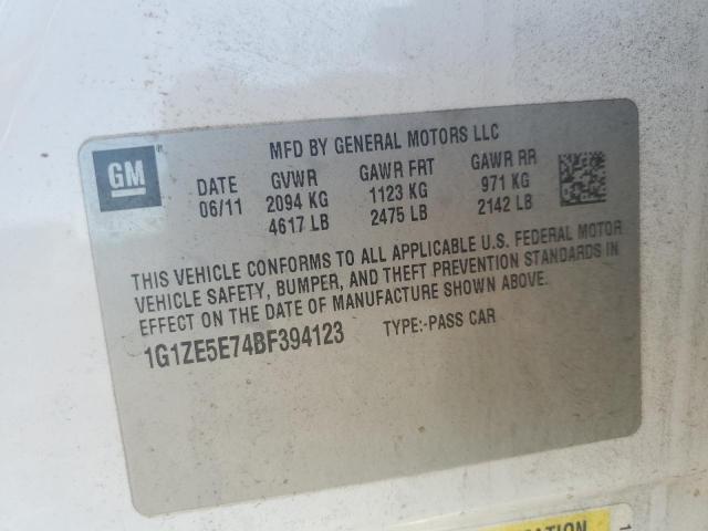 1G1ZE5E74BF394123 - 2011 CHEVROLET MALIBU LTZ თეთრი ფოტო 13