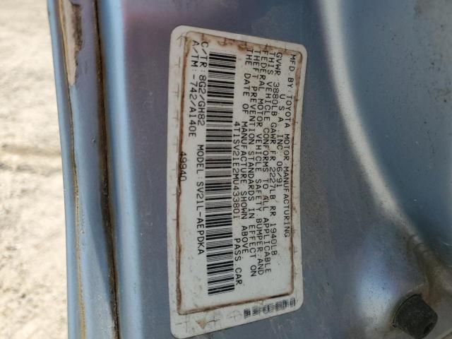 4T1SV21E2MU433801 - 1991 TOYOTA CAMRY DLX BLUE photo 12