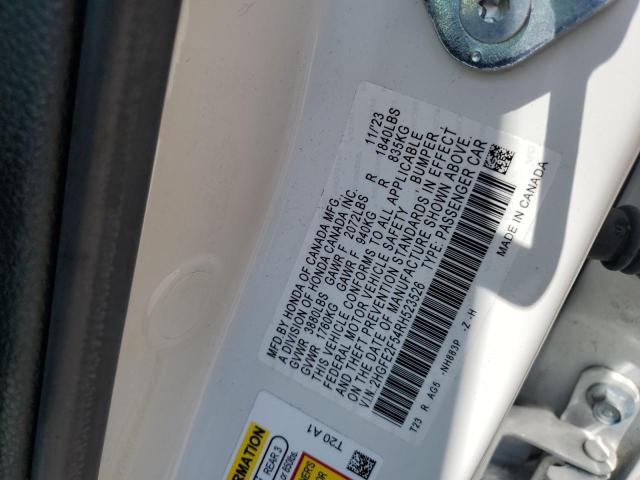 2HGFE2F54RH523526 - 2024 HONDA CIVIC SPORT WHITE photo 12