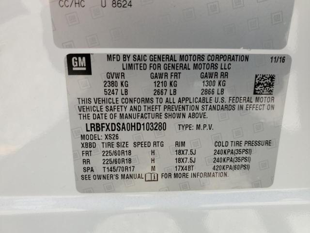 LRBFXDSA0HD103280 - 2017 BUICK ENVISION ESSENCE WHITE photo 13