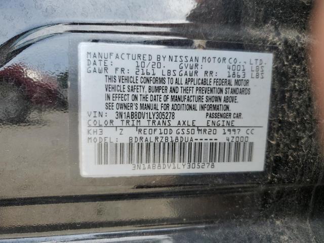 3N1AB8DV1LY305278 - 2020 NISSAN SENTRA SR BLACK photo 12