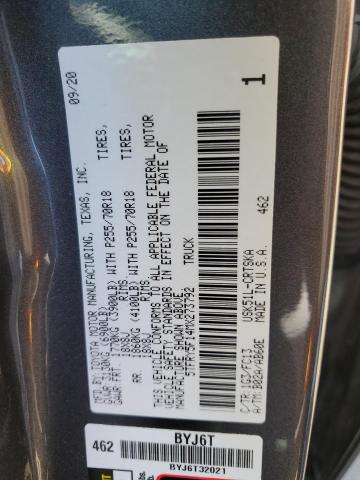 5TFRY5F14MX273792 - 2021 TOYOTA TUNDRA DOUBLE CAB SR/SR5 GRAY photo 12