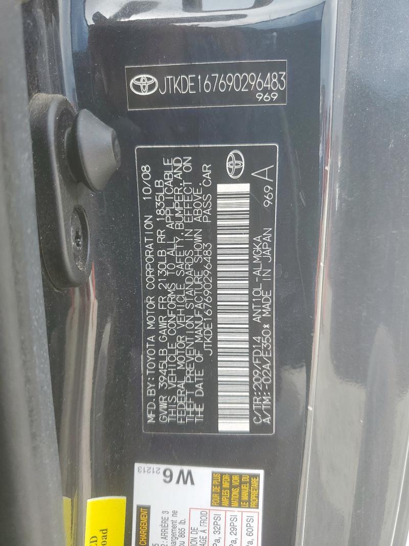 JTKDE167690296483 - 2009 TOYOTA SCION TC Qara foto 12