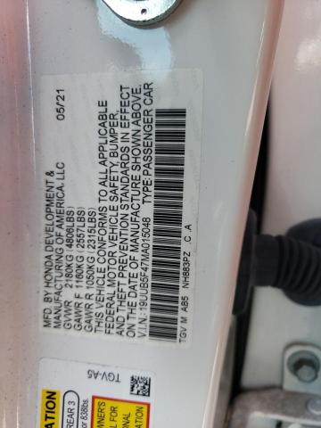 19UUB5F47MA015048 - 2021 ACURA TLX TECHNOLOGY 白色 照片 12