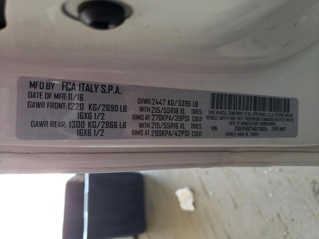 ZFBERFBB7H6E78654 - 2017 RAM PROMASTER SLT Білий фото 13