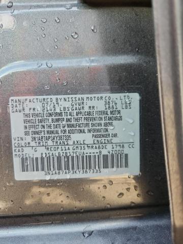 3N1AB7AP3KY387335 - 2019 NISSAN SENTRA S GRAY photo 13