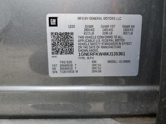 1GNERFKW4MJ135361 - 2021 CHEVROLET TRAVERSE LS GRAY photo 13