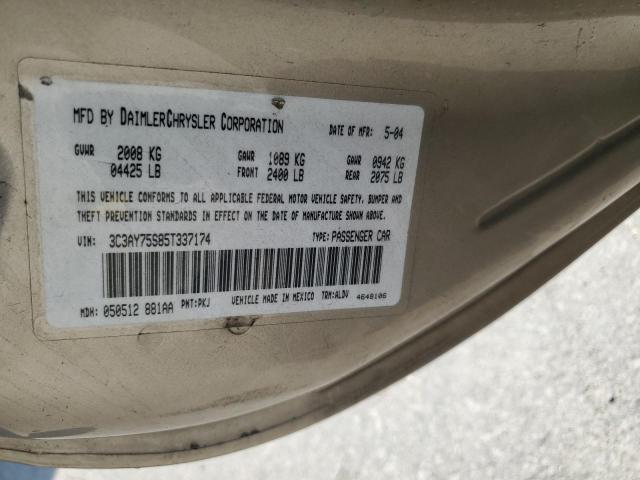 3C3AY75S85T337174 - 2005 CHRYSLER PT CRUISER GT TAN photo 12