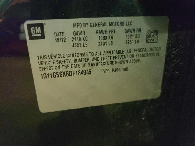 1G11G5SX6DF184945 - 2013 CHEVROLET MALIBU 3LT შავი ფოტო 12
