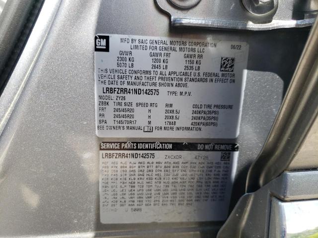 LRBFZRR41ND142575 - 2022 BUICK ENVISION AVENIR ნაცრისფერი ფოტო 13