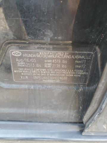 5NPEU46F56H024688 - 2006 HYUNDAI SONATA GLS BLACK photo 12