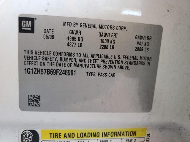 1G1ZH57B69F246901 - 2009 CHEVROLET MALIBU 1LT WHITE photo 12