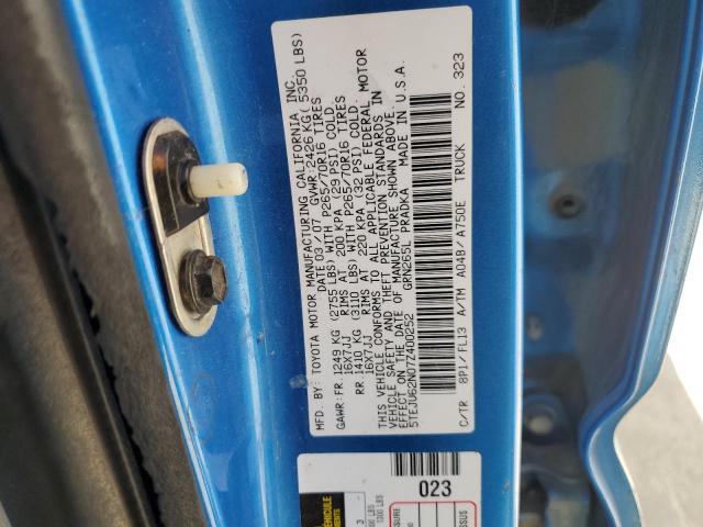 5TEJU62N07Z400252 - 2007 TOYOTA TACOMA DOUBLE CAB PRERUNNER BLUE photo 13