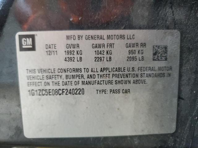 1G1ZC5E08CF240220 - 2012 CHEVROLET MALIBU 1LT CHARCOAL photo 12