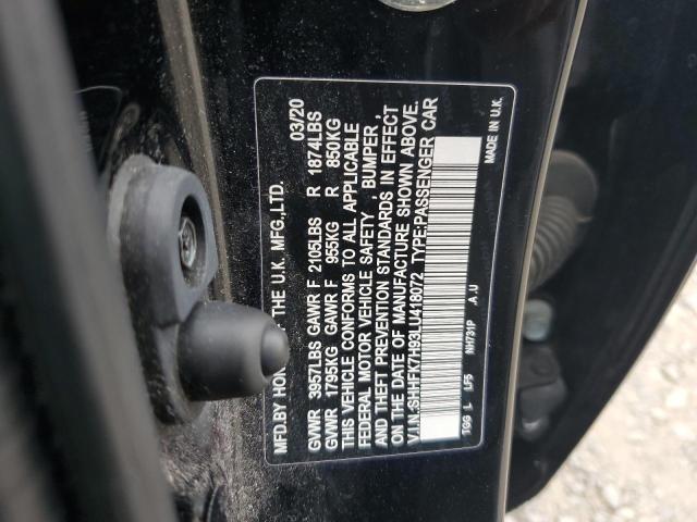 SHHFK7H93LU418072 - 2020 HONDA CIVIC SPORT TOURING BLACK photo 12