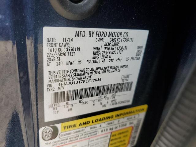 1FMJU1JT7FEF17634 - 2015 FORD EXPEDITION XLT BLUE photo 13