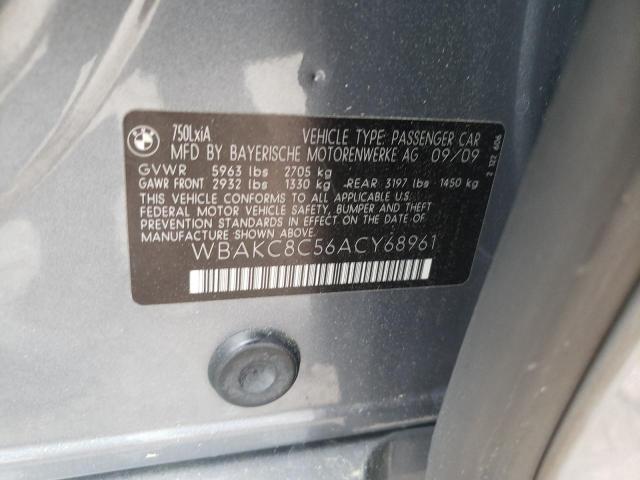 WBAKC8C56ACY68961 - 2010 BMW 750 LI XDRIVE GRAY photo 12