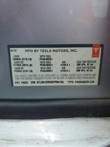 5YJSA1DNXDFP04134 - 2013 TESLA MODEL S SILVER photo 12