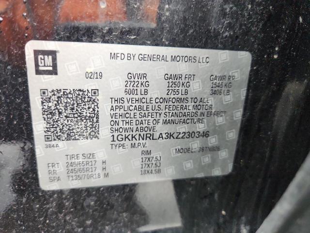 1GKKNRLA3KZ230346 - 2019 GMC ACADIA SLE 黑色 照片 12
