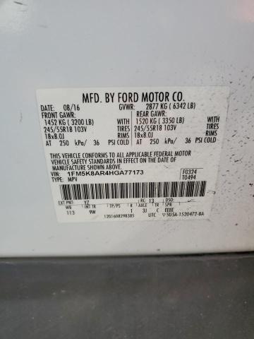 1FM5K8AR4HGA77173 - 2017 FORD EXPLORER POLICE INTERCEPTOR 白色 照片 13