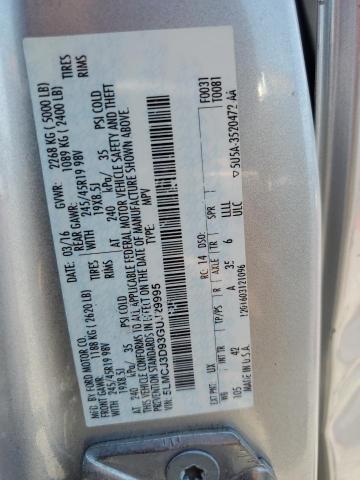 5LMCJ3D93GUJ29995 - 2016 LINCOLN MKC RESERVE ვერცხლისფერი ფოტო 13