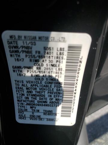 JN8DR09X84W803721 - 2004 NISSAN PATHFINDER LE 黑色 照片 13