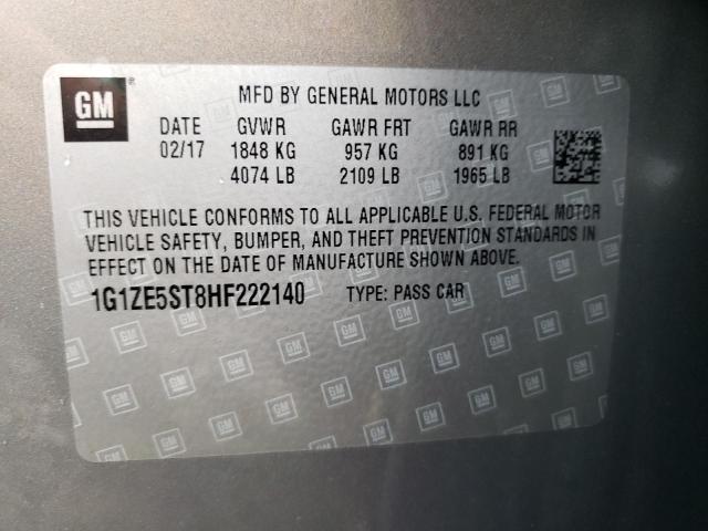 1G1ZE5ST8HF222140 - 2017 CHEVROLET MALIBU LT GRAY photo 12